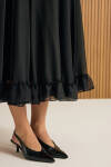 Siyah Fırfırlı Şifon Etek - 5