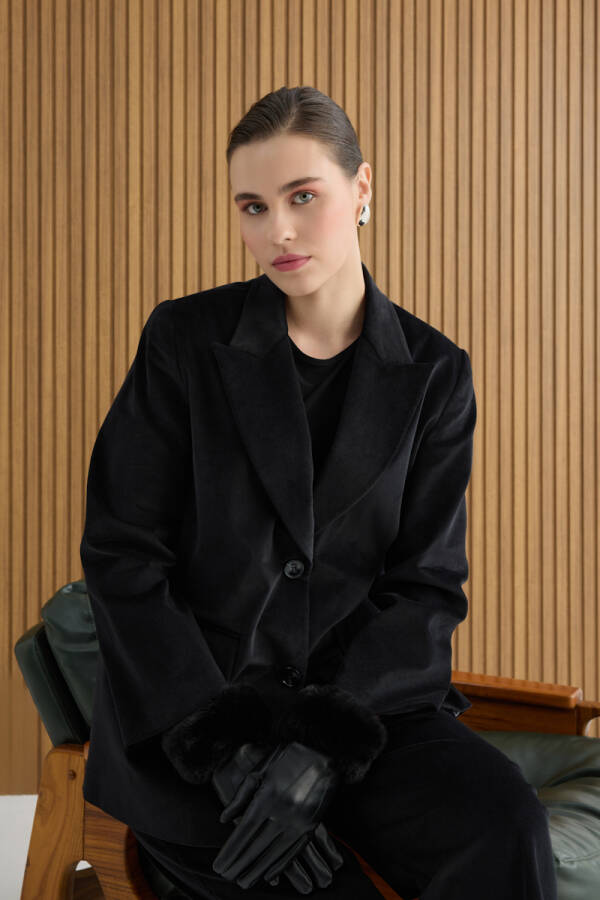 Siyah Fitilli Kadife Ceket - Aker (1)