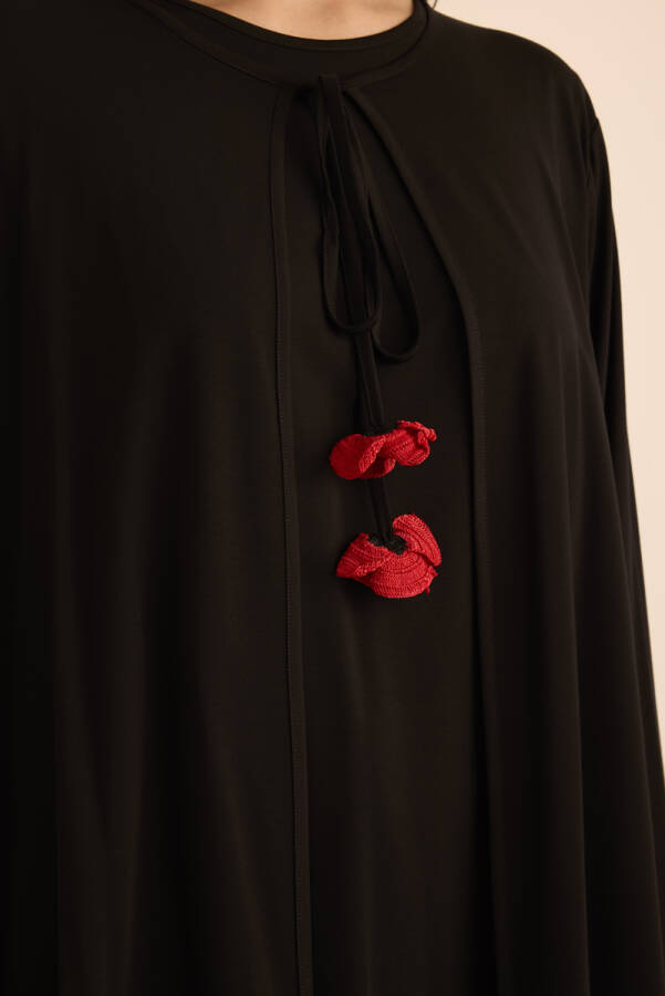 Siyah Gelincik Oya Detaylı Viscon Örme Tweenset - 6