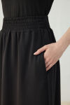 Siyah Geniş Lastik Detaylı Etek - 6