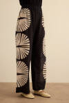 Siyah Geometrik Desenli Cotton Yaz Serinliği Pantolon - 4