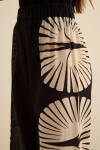 Siyah Geometrik Desenli Cotton Yaz Serinliği Pantolon - 6