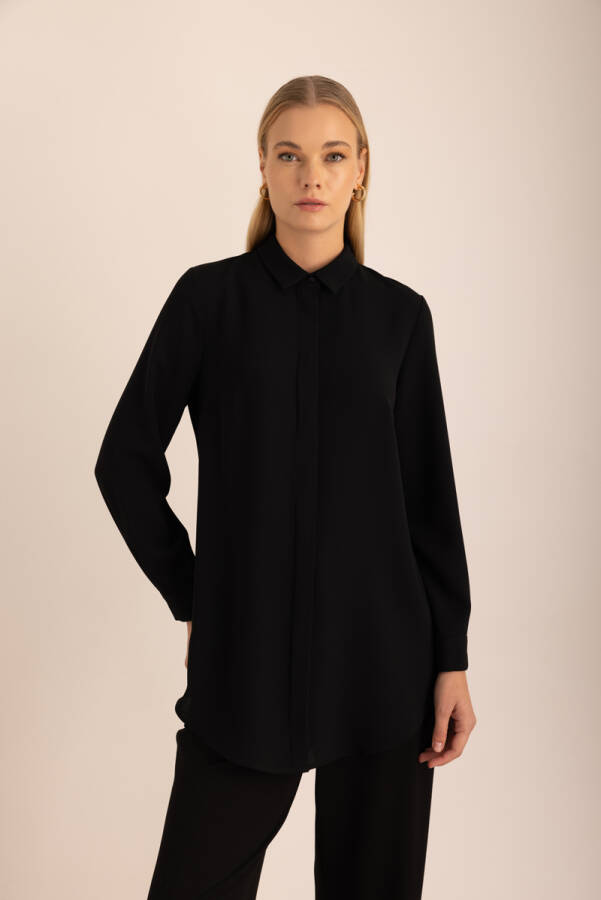 Siyah Dokuma Bluz - Aker