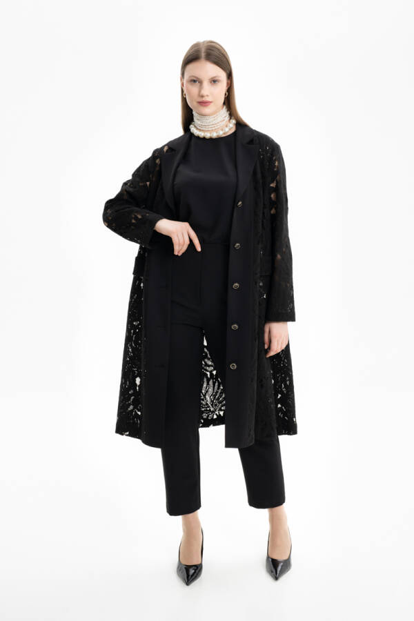 Siyah Güpür Abiye Kap - Aker