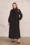 Siyah Güpür Detaylı Pardösü - Aker