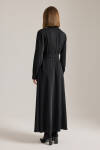 Siyah Hakim Yaka Dökümlü Elbise - 6