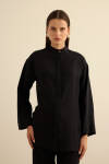 Siyah Hakim Yaka Keten Gömlek - 5