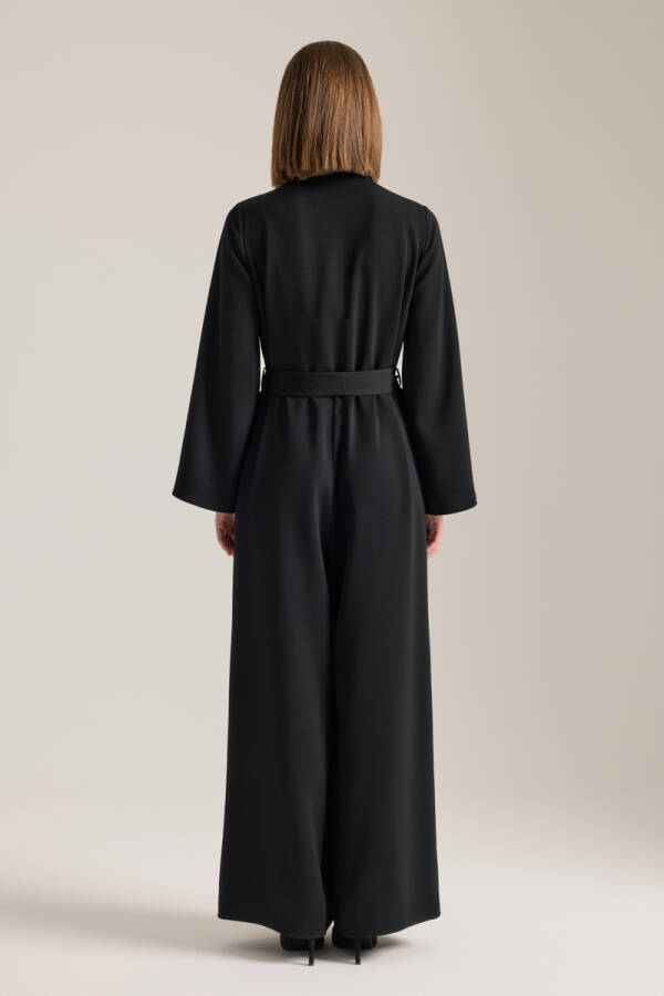 Siyah Hakim Yaka , Kuşak Bağlamalı Dökümlü Tulum - 6