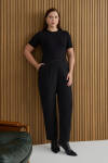 Siyah İç Beli Lastikli Dokuma Pantolon - 1