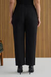 Siyah İç Beli Lastikli Dokuma Pantolon - 5