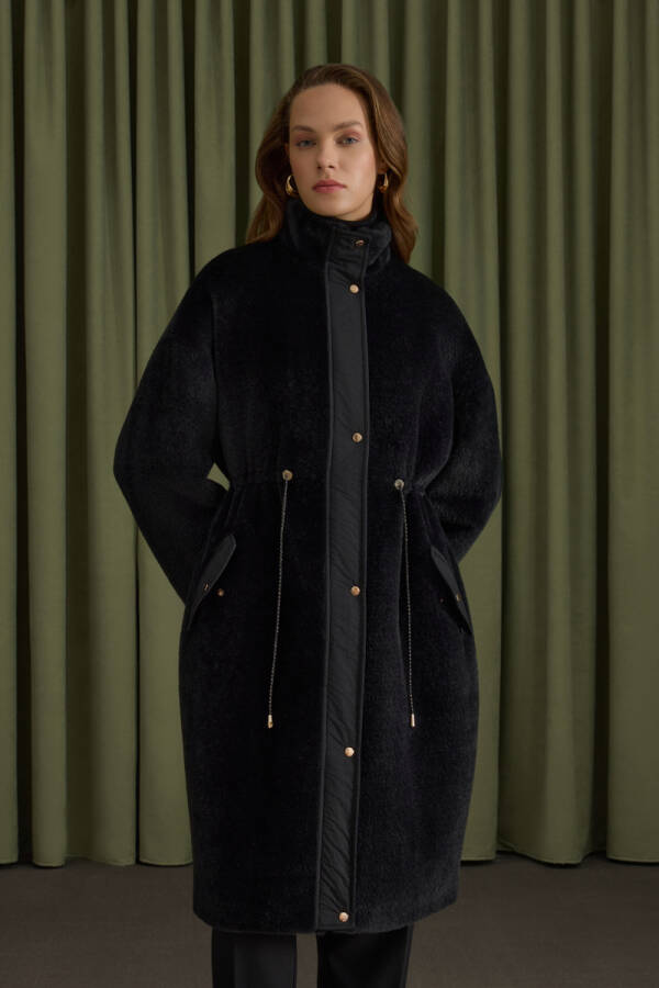 Siyah İçi Kapitone Kürk Mont - Aker