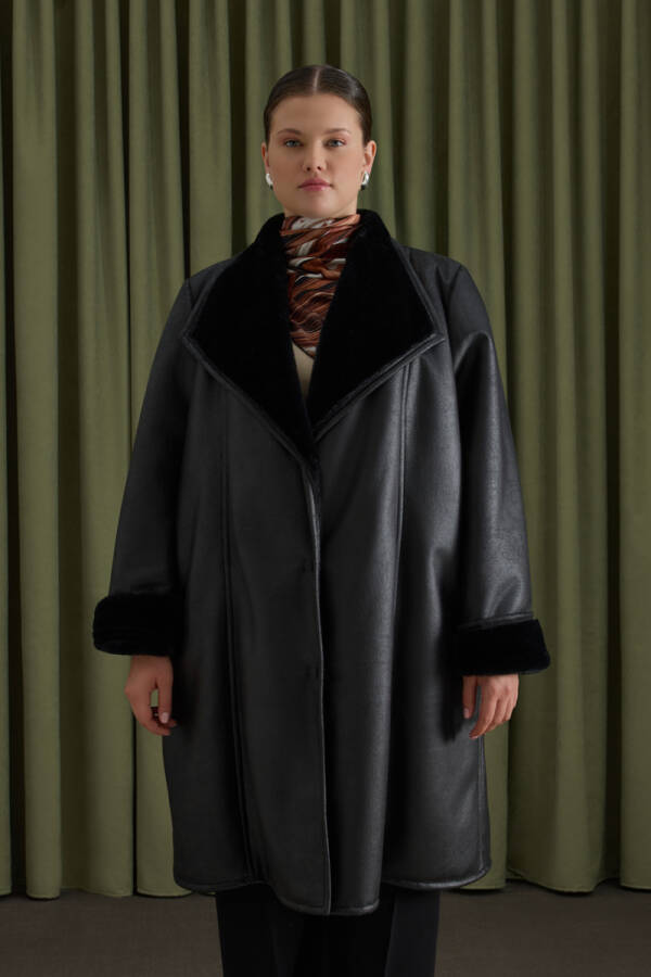 Siyah İçi Kürklü ,Suni Deri Kaban - Aker (1)