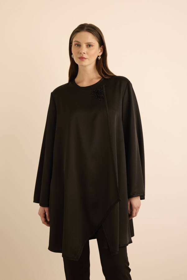 Siyah İnci İşlemeli Tunik - 1