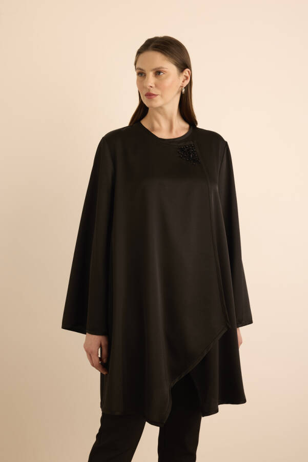 Siyah İnci İşlemeli Tunik - 2