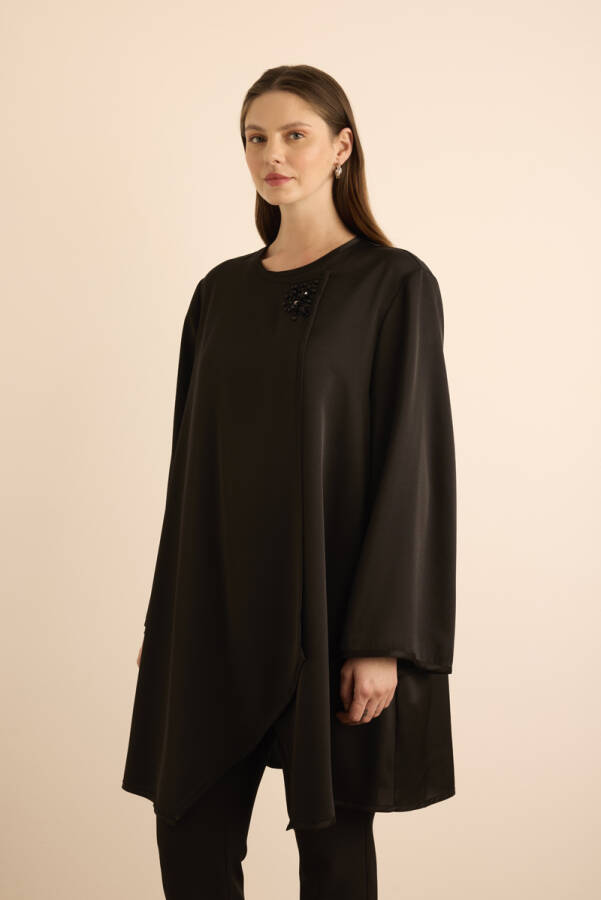 Siyah İnci İşlemeli Tunik - 3