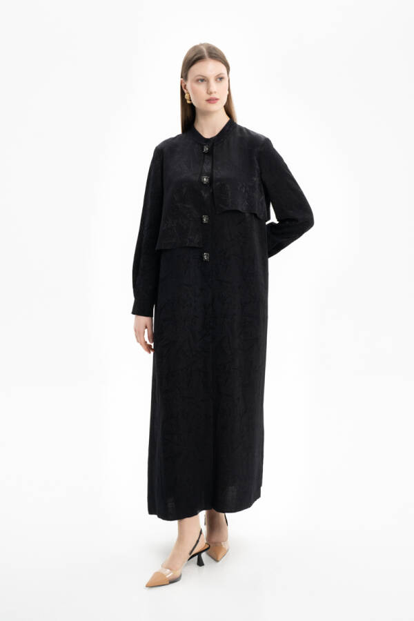 Siyah İşleme Detaylı Ferace - 1