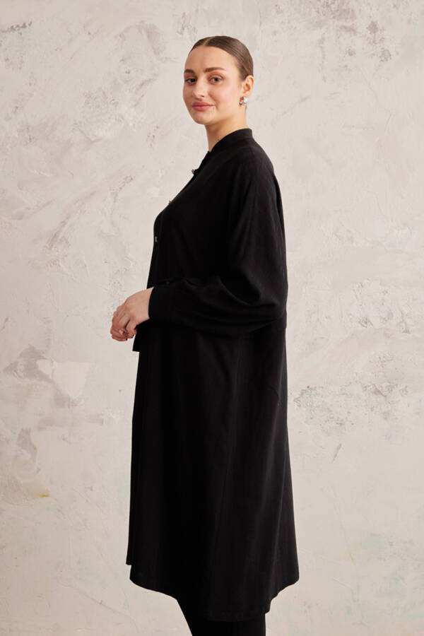 Siyah İşleme Detaylı Tunik - 3