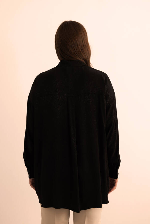 Siyah Jakar Desenli Viscon Tunik - 6