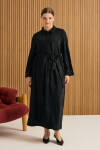 Siyah Jakarlı Örme Elbise - 3