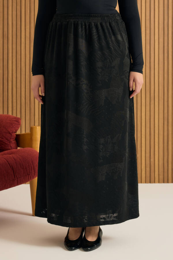 Siyah Jakarlı Örme Etek - 3