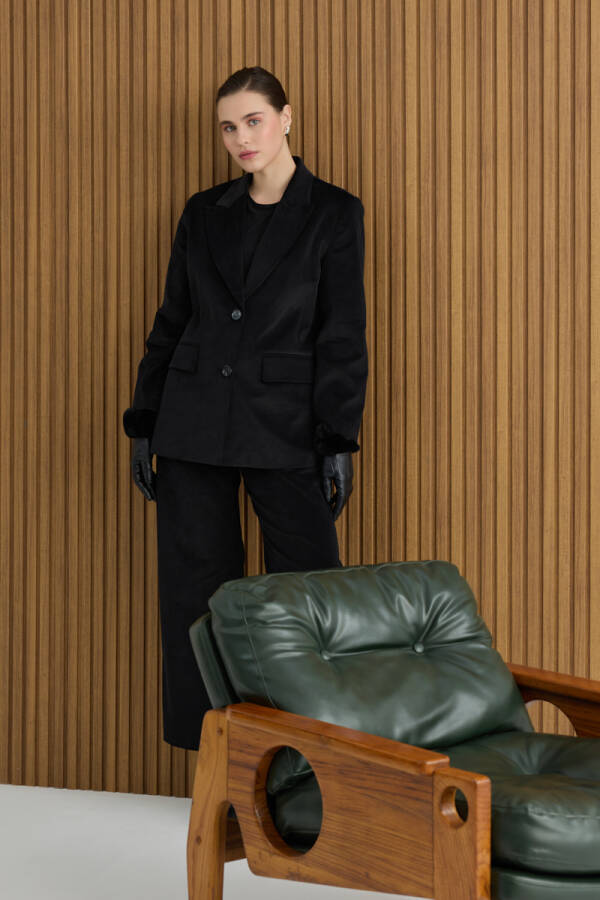 Siyah Kadife Pantolon - Aker