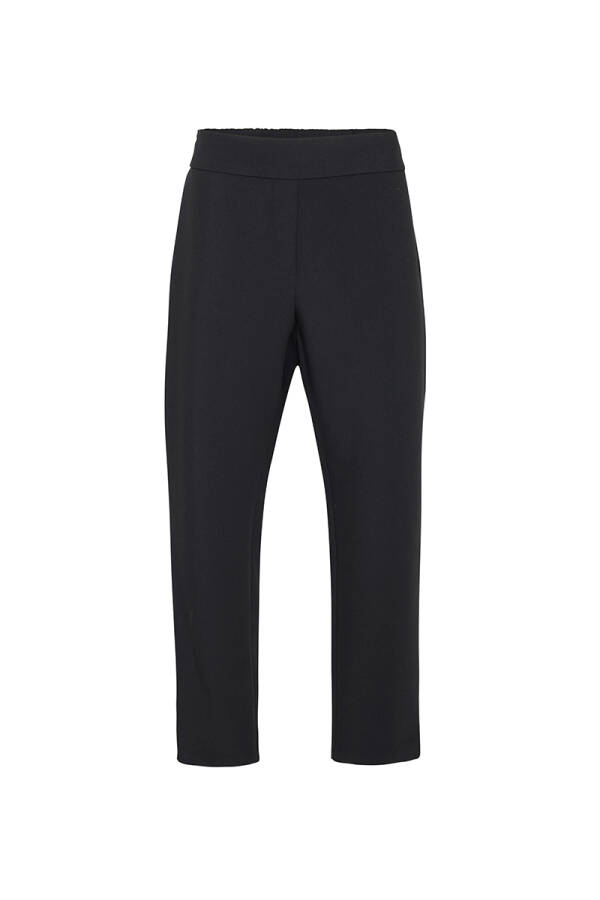 Siyah Kalın Kemerli Lastikli Pantolon - Aker