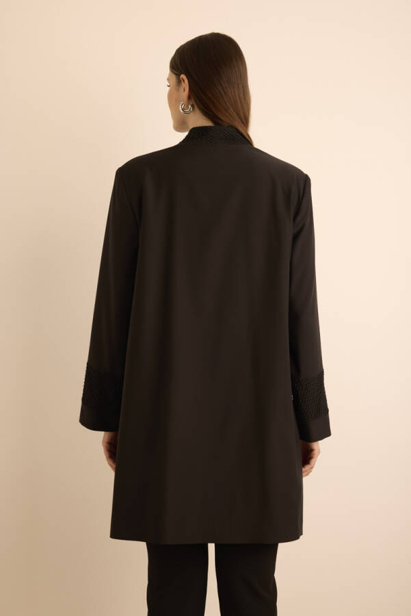 Siyah Taşlı File Detaylı Kap - 6