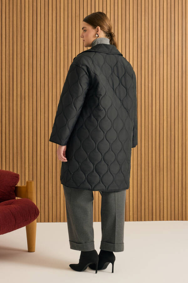 Siyah Kapitone Mont - 6