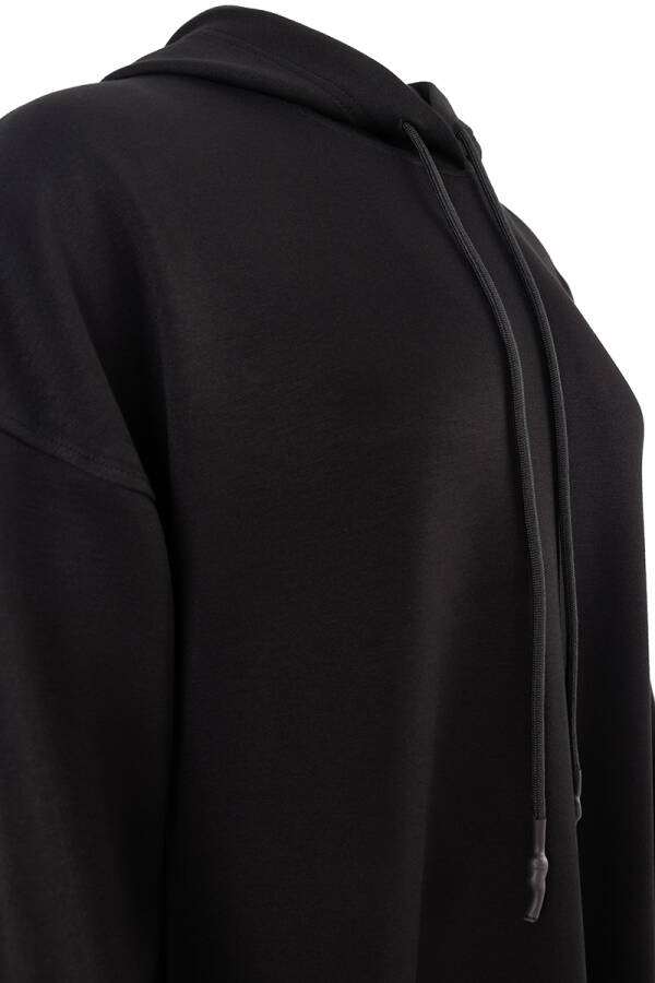 Siyah Kapüşonlu Spor Elbise - 2