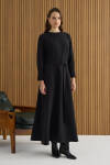 Siyah Kemerli Evaze Elbise - 4