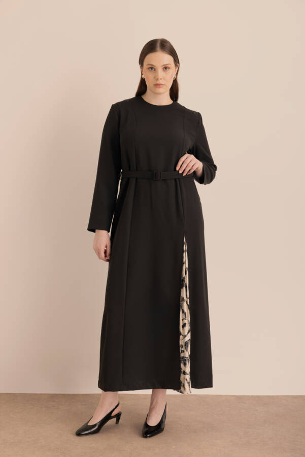 Siyah Kemerli Kuplu Elbise - Aker (1)