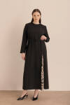Siyah Kemerli Kuplu Elbise - 2