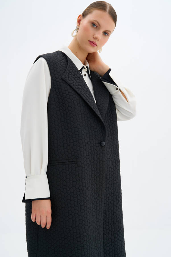 Siyah Kendinden Jakarlı Yelek - 2