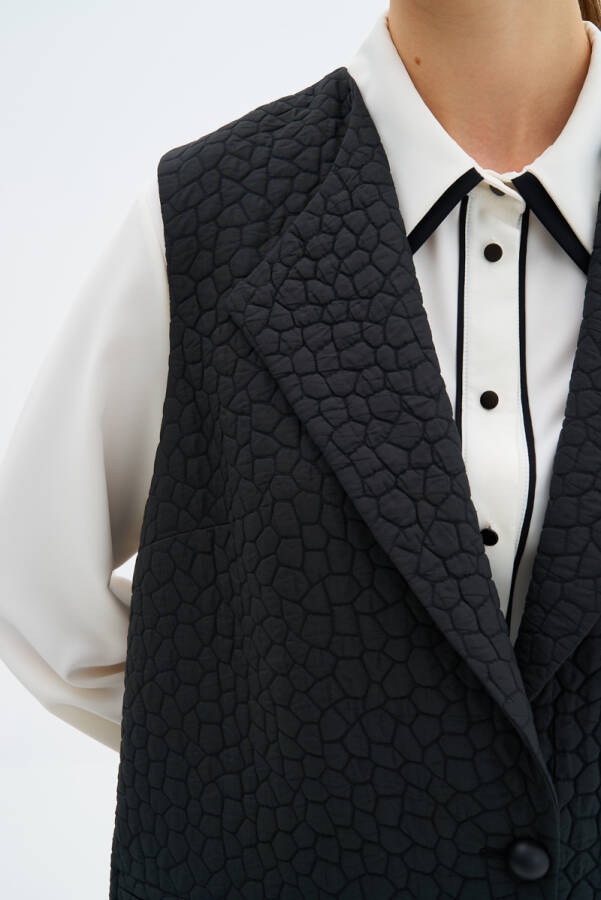 Siyah Kendinden Jakarlı Yelek - 3