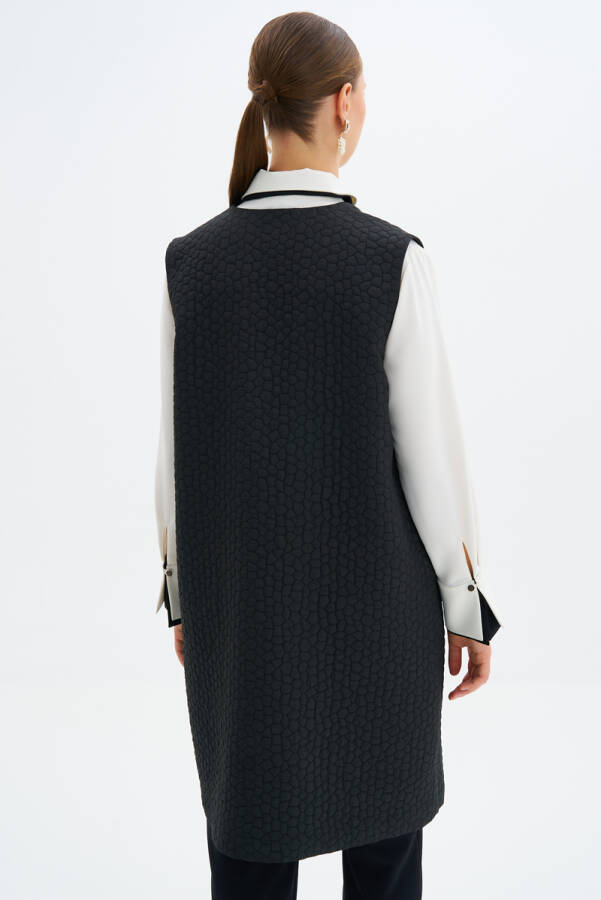 Siyah Kendinden Jakarlı Yelek - 4