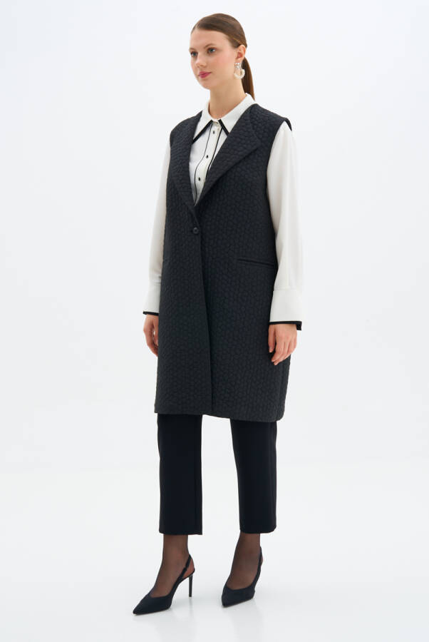 Siyah Kendinden Jakarlı Yelek - 5