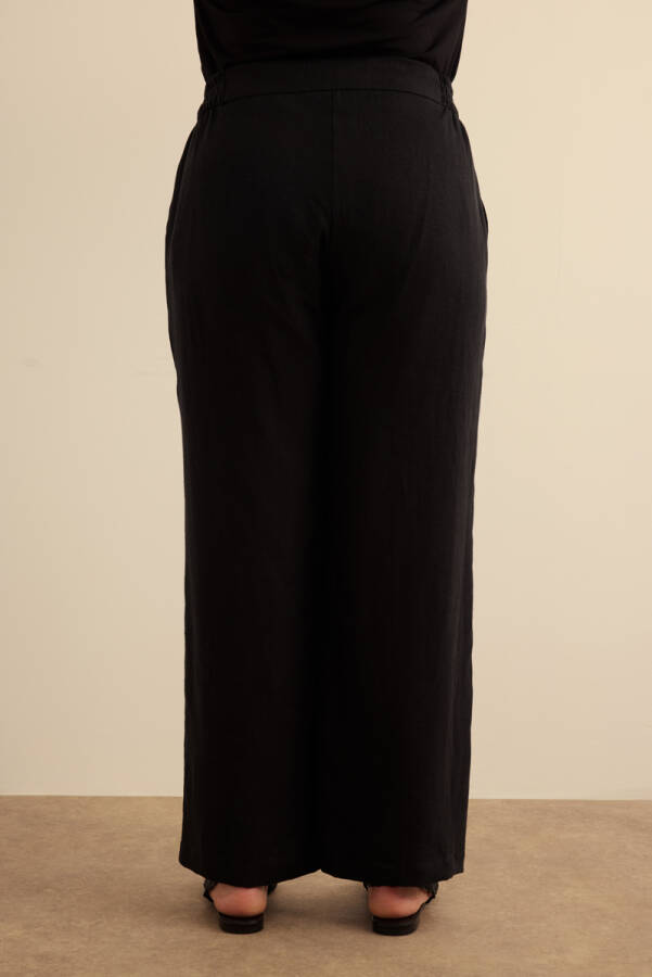 Siyah Keten Pantolon - 6