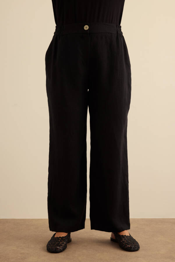 Siyah Keten Pantolon - Aker (1)