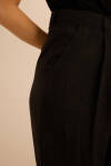 Siyah Keten Pantolon - 5