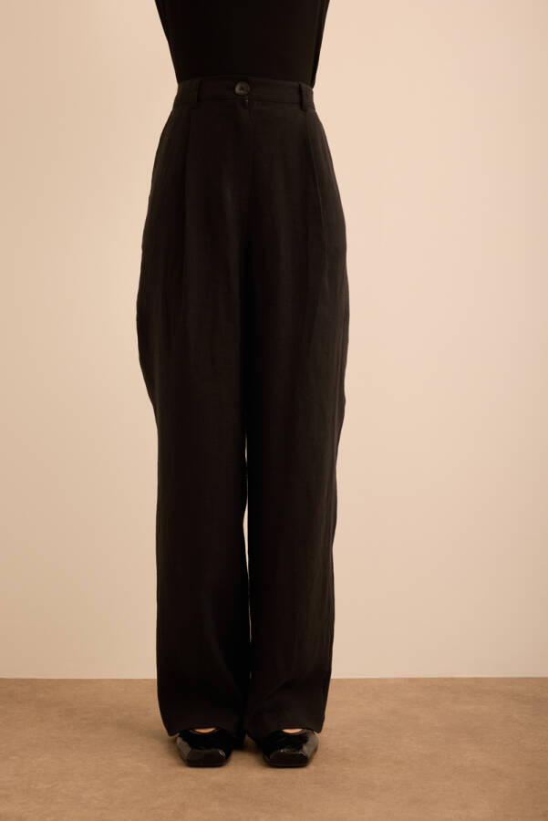 Siyah Keten Pantolon - Aker (1)