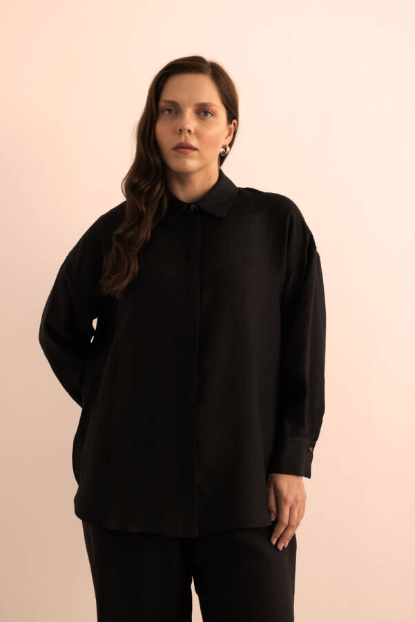 Siyah Keten Tunik - 5