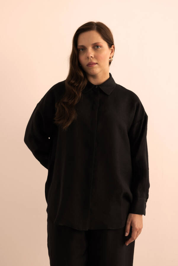 Siyah Keten Tunik - Aker (1)