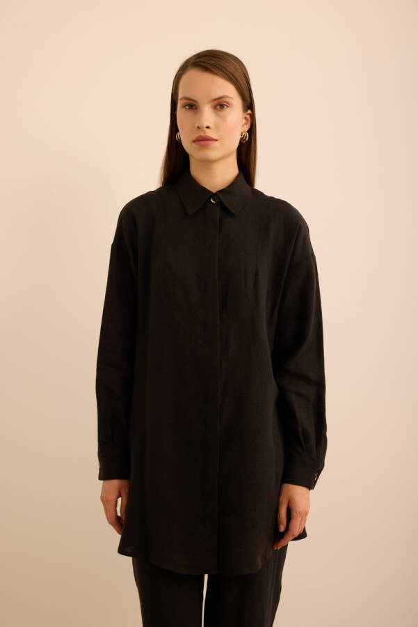 Siyah Keten Tunik - Aker (1)
