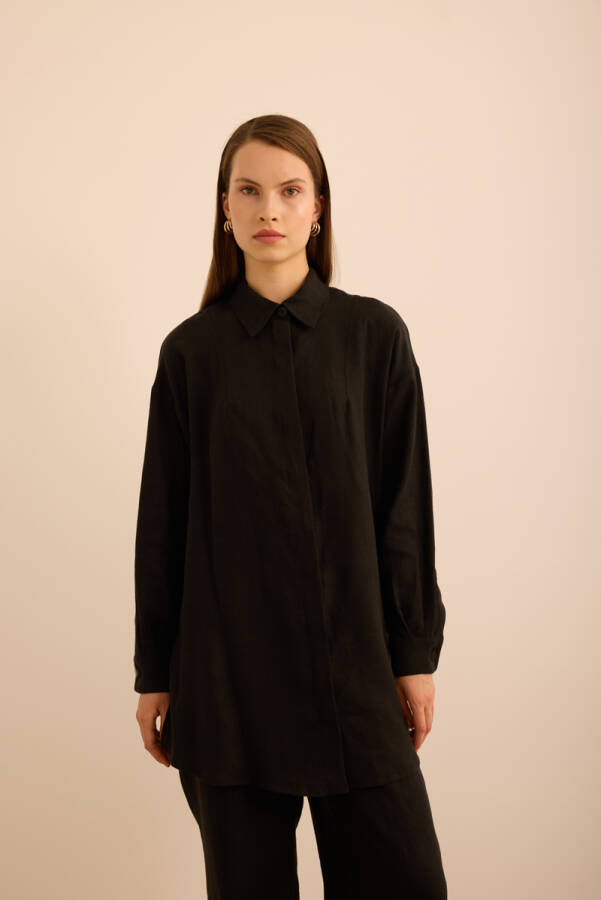 Siyah Keten Tunik - 3