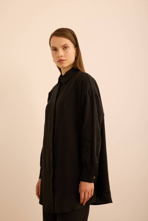 Siyah Keten Tunik - 4