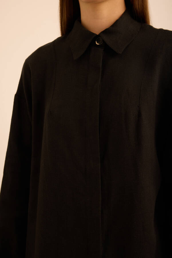 Siyah Keten Tunik - 6