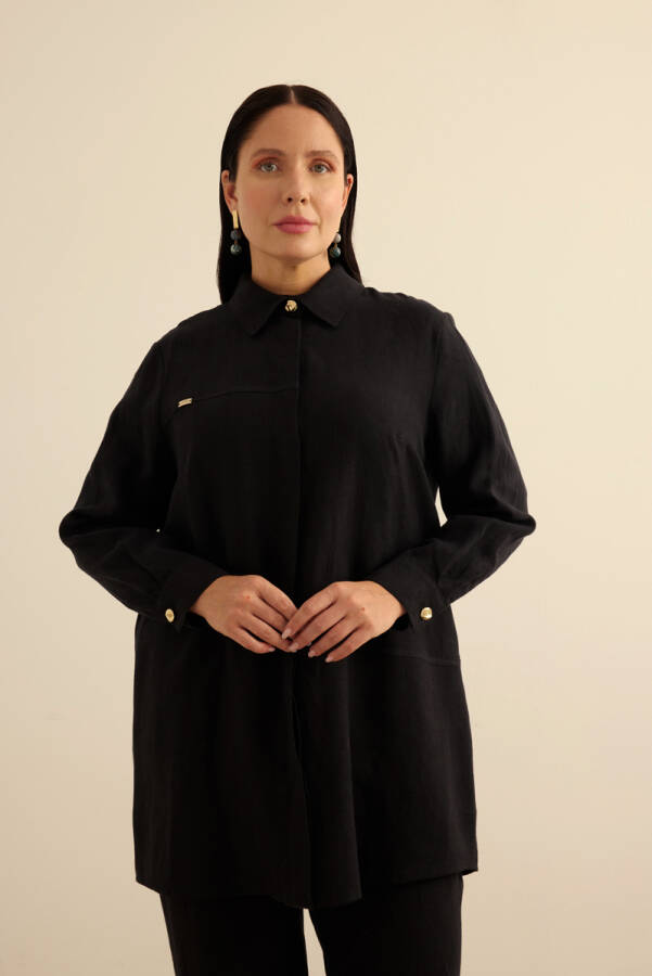 Siyah Keten Tunik - Aker (1)