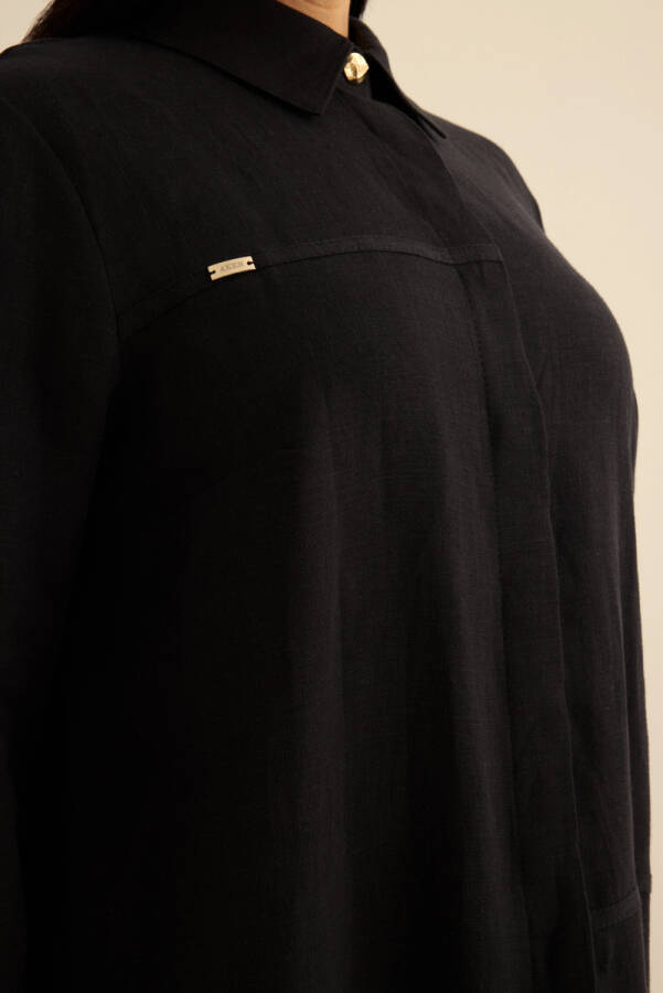 Siyah Keten Tunik - 6