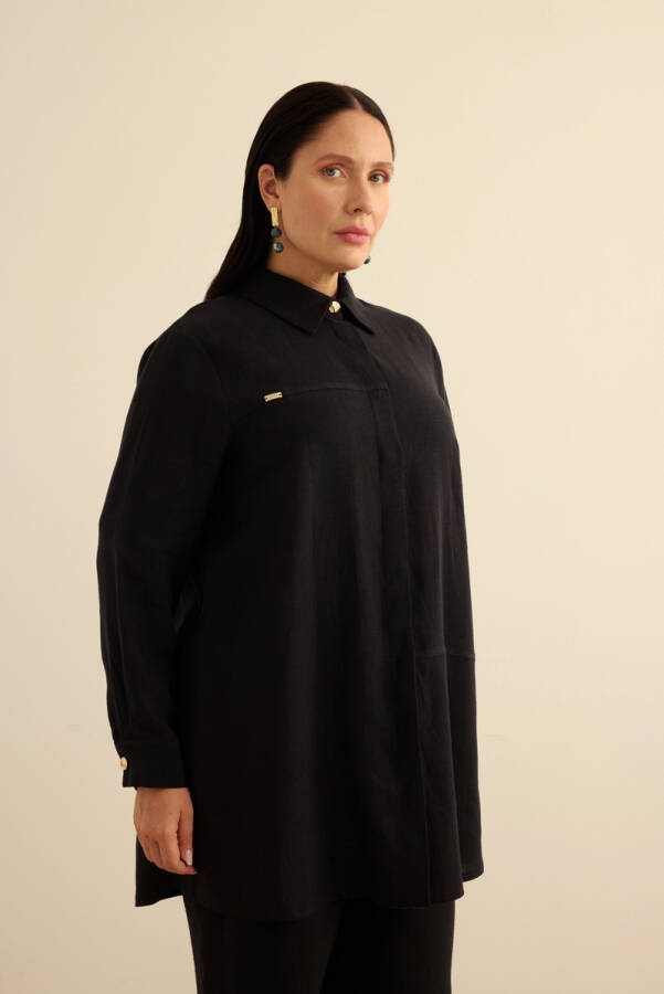 Siyah Keten Tunik - 4