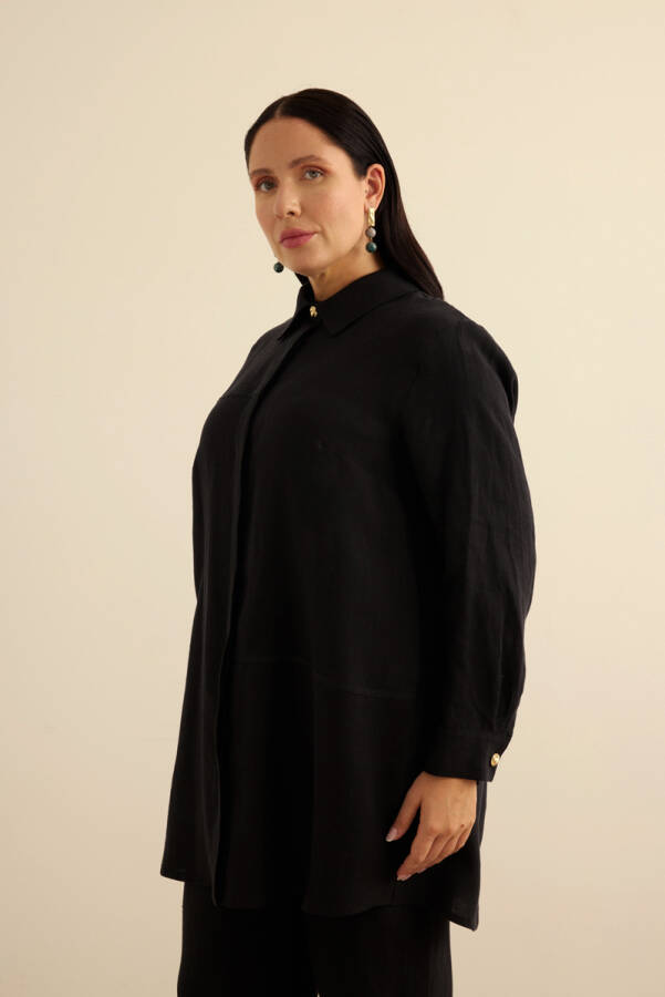 Siyah Keten Tunik - 3
